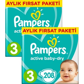 Prima Aktif Bebek 3 Numara Cırtlı Bebek Bezi 416 Adet