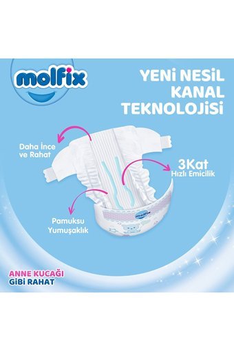 Molfix Anne Kucağı Gibi 6 Numara Cırtlı Bebek Bezi 124 Adet