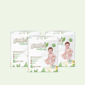 Giggles Natural Extra Large 6 Numara Organik Cırtlı Bebek Bezi 60 Adet