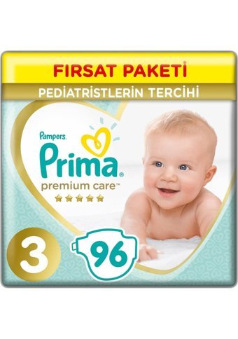 Prima Premium Care 3 Numara Cırtlı Bebek Bezi 2x96 Adet