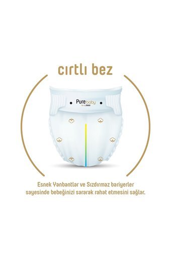 Pure Baby Ekonomik Paket 5 Numara Organik Cırtlı Bebek Bezi 76 Adet