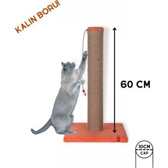 Pugalo 60CM Catnipli Kalın Borulu Dev Tırmalama Tahtası Minder Yüzey Turuncu