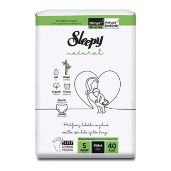 Sleepy Natural 5 Numara Organik Külot Bebek Bezi 40 Adet
