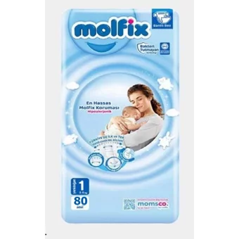 Molfix Hipoalerjenik Yenidoğan 1 Numara Göbek Oyuntulu Cırtlı Bebek Bezi 80 Adet