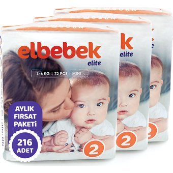 Elbebek Elite Mini 2 Numara Cırtlı Bebek Bezi 216 Adet