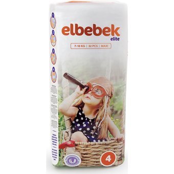Elbebek Elite Ekonomik Paket Maxi 4 Numara Cırtlı Bebek Bezi 32 Adet
