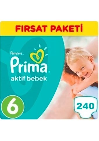 Prima Aktif Bebek 6 Numara Cırtlı Bebek Bezi 240 Adet