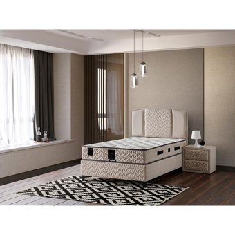 Mobilya Dükkanım Maxi 90x190 cm Başlıklı Yataklı Sandıklı Tek Kişilik Baza Seti Gri