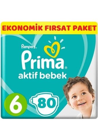 Prima Aktif Bebek 6 Numara Cırtlı Bebek Bezi 252 Adet