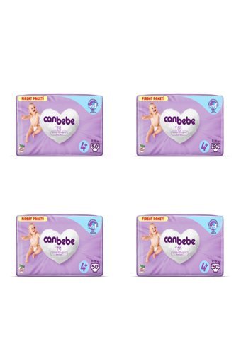 Canbebe 4 + Numara Bantlı Bebek Bezi 4x50 Adet