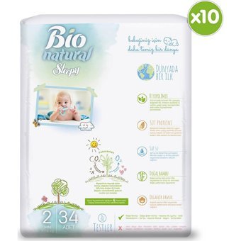 Sleepy Bio Natural 2 Numara Organik Cırtlı Bebek Bezi 340 Adet