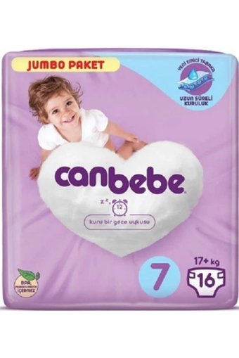 Canbebe Jumbo 7 Numara Bantlı Bebek Bezi 6x16 Adet