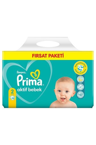 Prima Aktif Bebek 2 Numara Cırtlı Bebek Bezi 98 Adet