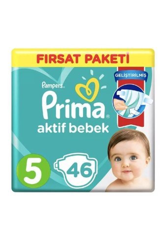 Prima Aktif Bebek Junior 5 Numara Cırtlı Bebek Bezi 5x46 Adet