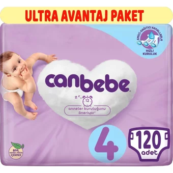 Canbebe Ultra Avantaj Paketi 4 Numara Bantlı Bebek Bezi 120 Adet