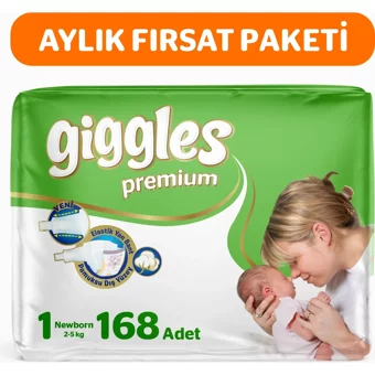 Giggles Premium Yenidoğan Yenidoğan Cırtlı Bebek Bezi 50 Adet