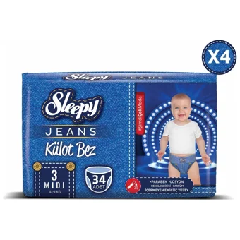 Sleepy Jeans 3 Numara Külot Bebek Bezi 136 Adet