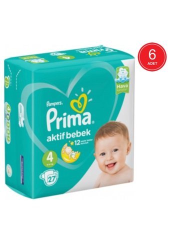 Prima Aktif Bebek 4 Numara Cırtlı Bebek Bezi 6x27 Adet