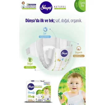 Sleepy Natural Ultra Hassas 4 Numara Organik Cırtlı Bebek Bezi 4x60 Adet