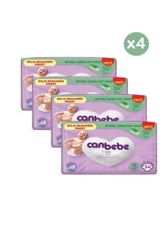 Canbebe 3 Numara Bantlı Bebek Bezi 136 Adet