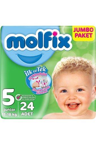 Molfix 3D Junior 5 Numara Cırtlı Bebek Bezi 24 Adet