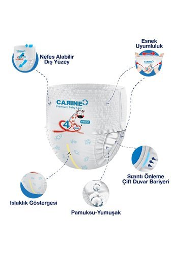 Carine Active Maxi 4 Numara Külot Bebek Bezi 2x32 Adet