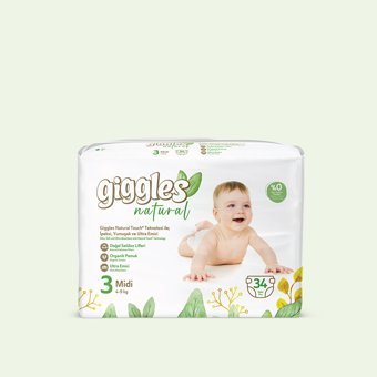 Giggles Natural Midi 3 Numara Cırtlı Bebek Bezi 34 Adet