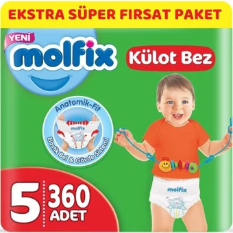 Molfix Junior 5 Numara Göbek Oyuntulu Külot Bebek Bezi 360 Adet