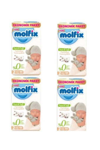 Molfix Pure & Soft 2 Numara Cırtlı Bebek Bezi 4x44 Adet