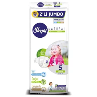 Sleepy Natural Ultra Hassas 5 Numara Organik Cırtlı Bebek Bezi 48 Adet