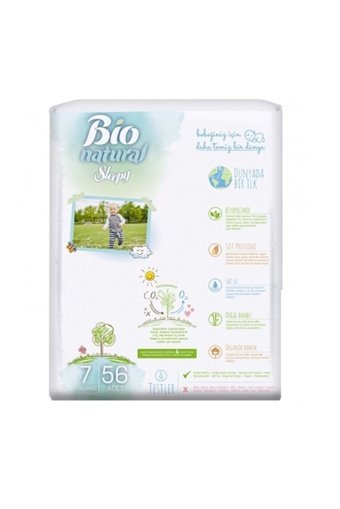 Sleepy Bio Natural 7 + Numara Organik Cırtlı Bebek Bezi 3x56 Adet