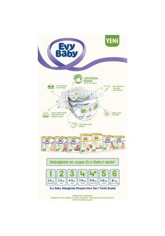 Evy Baby Fırsat Paketi Midi 3 Numara Cırtlı Bebek Bezi 186 Adet