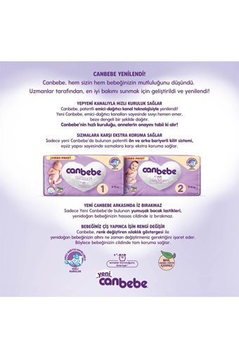 Canbebe 2 Numara Bantlı Bebek Bezi 168 Adet