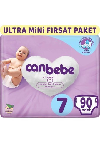 Canbebe XXL Ultra Mini Fırsat 7 Numara Bantlı Bebek Bezi 90 Adet