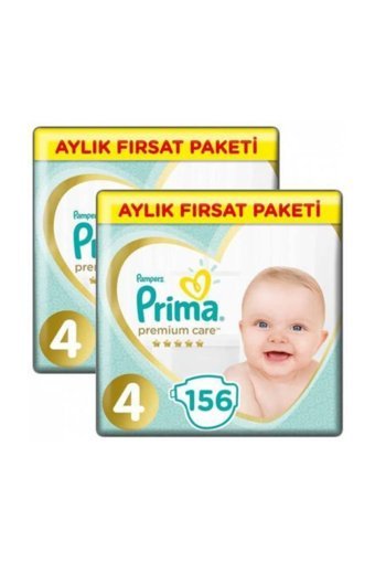 Prima Premium Care 4 Numara Cırtlı Bebek Bezi 2x156 Adet