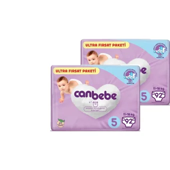 Canbebe Ultra Fırsat Paketi 5 Numara Bantlı Bebek Bezi 2x92 Adet