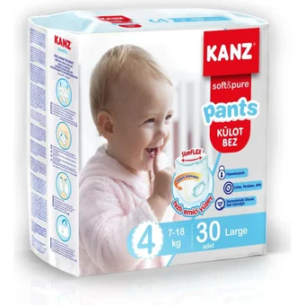 Kanz Soft & Pure Large 4 Numara Külot Bebek Bezi 30 Adet