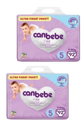 Canbebe Junior 5 Numara Bantlı Bebek Bezi 2x92 Adet