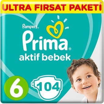 Prima Aktif Bebek 6 Numara Cırtlı Bebek Bezi 104 Adet