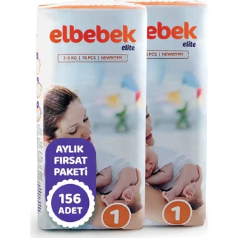 Elbebek Elite Yenidoğan Yenidoğan Cırtlı Bebek Bezi 156 Adet