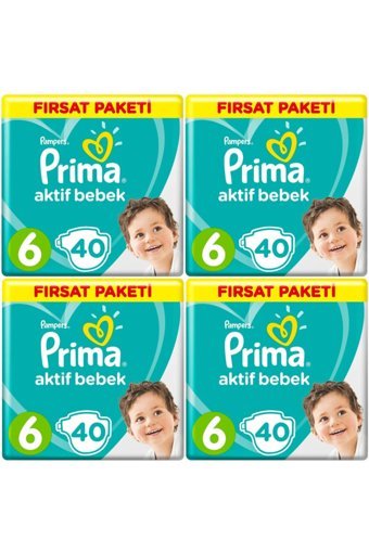 Prima Aktif Bebek Xlarge 6 Numara Cırtlı Bebek Bezi 160 Adet