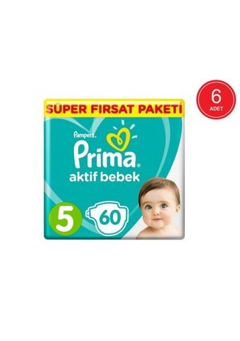 Prima Süper Fırsat Paketi 5 Numara Cırtlı Bebek Bezi 6x60 Adet