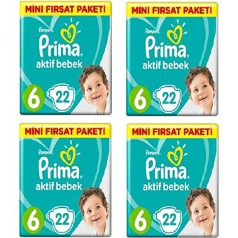 Prima Aktif Bebek 6 Numara Cırtlı Bebek Bezi 4x22 Adet
