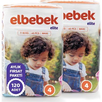 Elbebek Elite Maxi 4 Numara Cırtlı Bebek Bezi 120 Adet