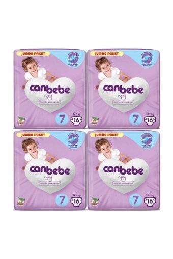 Canbebe Jumbo 7 Numara Bantlı Bebek Bezi 4x16 Adet