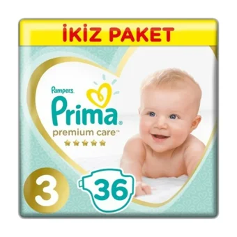 Prima Premium Care 3 Numara Cırtlı Bebek Bezi 4x36 Adet