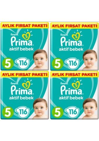 Prima Aktif Bebek Junior 5 Numara Cırtlı Bebek Bezi 4x116 Adet