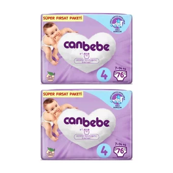 Canbebe 4 Numara Bantlı Bebek Bezi 2x76 Adet