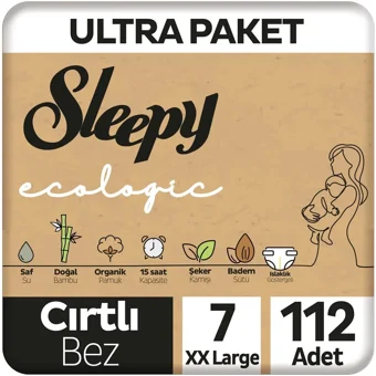 Sleepy Ecologic 7 Numara Organik Cırtlı Bebek Bezi 112 Adet