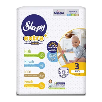 Sleepy Extra 3 Numara Organik Külot Bebek Bezi 28 Adet